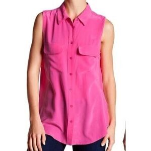 Equipment silk button down sleeveless top XS
